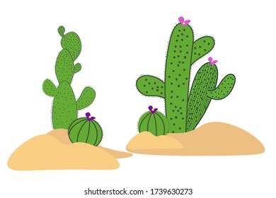 Drawing cactus set. Elements for background, banner, card, poster. Vector EPS10 illustration