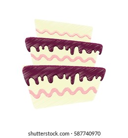 drawing cake pastry sweet vector illustration eps 10