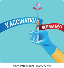 Drawing calling on people living in countries to be vaccinated during the epidemic. Germay