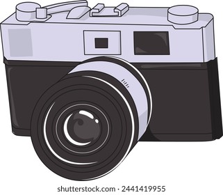 a drawing of a camera with a black and white drawing of a camera.