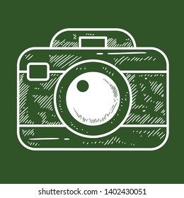 Drawing a camera on a dark green background