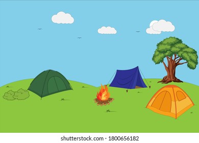 Drawing Camp Tent Illustration Vector Design Stock Vector (royalty Free 