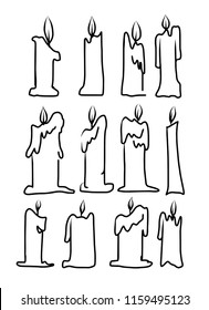 Drawing a candle in a variety of formats. The white background, vector