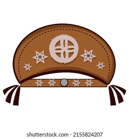 Drawing of a cangaceiro hat, a folkloric leather hat typical of northeastern Brazil, in the comic book style. Vector illustration.