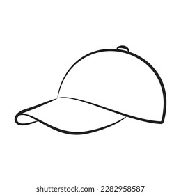 A drawing of cap and Baseball Cap Icon Base Ball Hat Design Vector Art Illustration