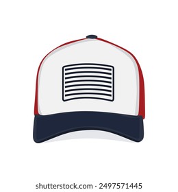 Un dibujo de gorra y gorra de béisbol Icono Base Sombrero de bola Diseño Ilustración de Arte vectorial Gorra de color azul, rojo y blanco con fondo blanco 