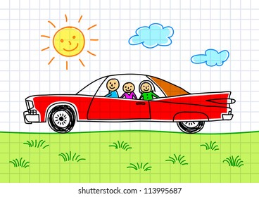 Drawing of car on squared paper