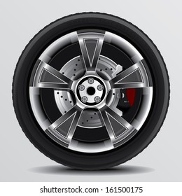 Drawing of a car tire on a white background