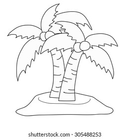 Drawing cartoon coconut tree with black stripes