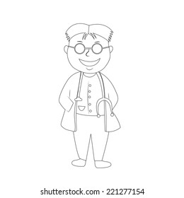 Drawing cartoon doctor vector