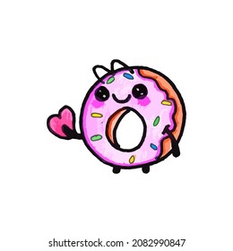 The drawing "Cartoon donut" is made with markers.