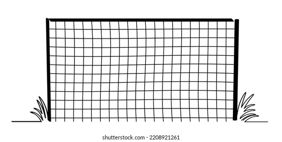 Drawing cartoon football net. rope net icon or logo. Web for soccer ball. Funny vector sport icon. World wk, ek sport finale game cup. Net pattern