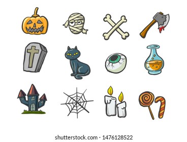 Drawing cartoon Halloween A vector format Can be used with different designs.