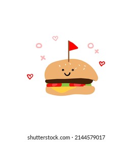 Dibujando hamburguesa de dibujos animados. Ilustración vectorial.