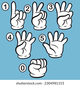 drawing cartoon hands counting from 0 to 5