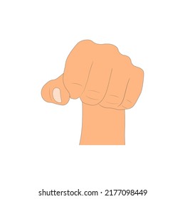 Drawing cartoon human arm isolated on white background. Drawn hand fist. Art style - vector illustration.