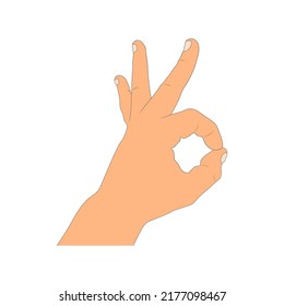 Drawing cartoon human arm isolated on white background. Drawn hand gesture. Art style - vector illustration.
