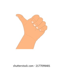 Dibujando el brazo humano aislado en fondo blanco. Dibujar el pulgar del gesto de la mano hacia arriba - positivo. Estilo de arte - ilustración vectorial.