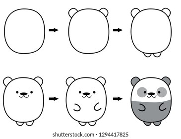 drawing cartoon panda step by step