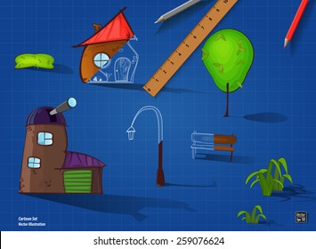 Drawing cartoon park