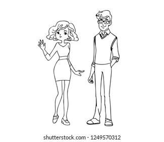 drawing cartoon people character design. isolated vector illustration outline hand drawn doodle line art cartoon design character. woman and man of mother and farther 