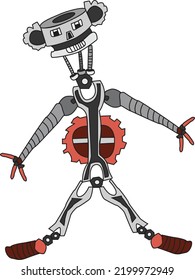 Dibujo de un retrato robot con dibujos animados. Carácter técnico. Ilustración del vector