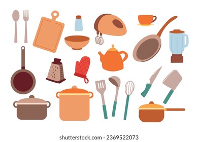 Set kitchen utensils collection appliances Vector Image