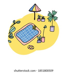 Drawing Cartoon Swimming Pool Icon