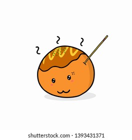 Drawing cartoon TAKOYAKI doodle style.Vector illustration.Japanese street food.