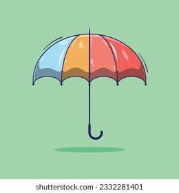 Drawing cartoon umbrella vector illustration for summer. cute cartoon vector isolated. flat design cartoon style.