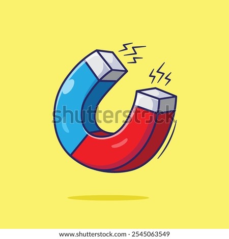 Drawing cartoon vector of cute horseshoe magnet magnetic made by metal steel instrument concept
