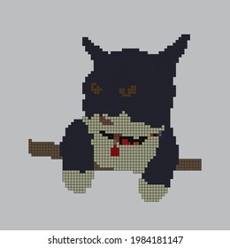 Zeichnen einer Katze in Schwarz-Weiß mit Pixelzeichnung