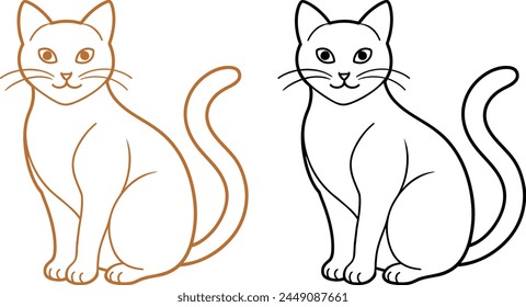 un dibujo de un gato y un gato con una línea de marcas
