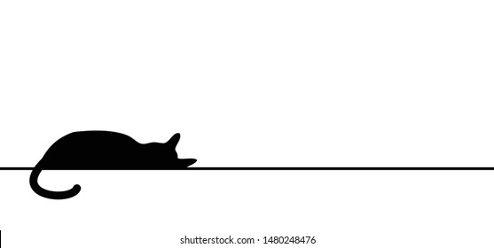 Drawing cat line pattern. sleeps, rests or dreams. Kitty silhouette pictogram. Flat vector sleeping cartoon sketch sign. Animals day or Cat day. Lovers, love heart kitten. Say meow. Mouse