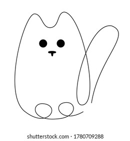 Drawing a cat with a single line in the style of line art. Vector logo with an animal. Stock image. Stylish, abstract print with a kitten