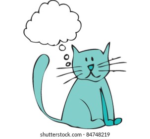 Drawing of a cat with speech bubble