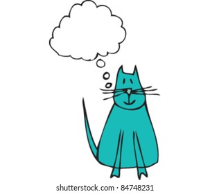 Drawing of a cat with speech bubble