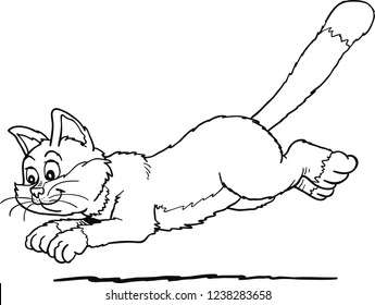 drawing of a cat that runs