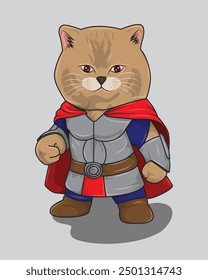 A drawing of a cat wearing a red cape and a red cape