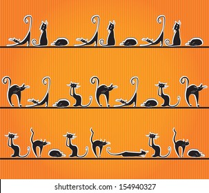Drawing cats on a yellow striped background