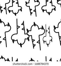 drawing of cat's paws. White background. Colorful vector wallpaper. Seamless background with vegetables. Decorative illustration, good for print.
