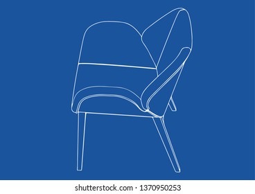 drawing of a chair on a blue background vector