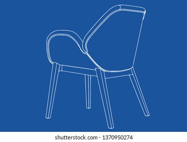 drawing of a chair on a blue background vector
