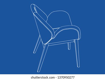drawing of a chair on a blue background vector