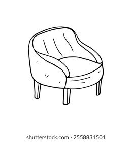 A drawing of a chair with a white background