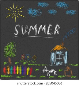 drawing with chalk on the pavement. Vector drawing