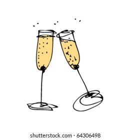 drawing of champagne flutes