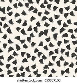 Drawing chaotically scattered smears. Vector seamless pattern. Black and white