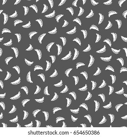 Drawing chaotically scattered smears. Vector seamless pattern. Black and white