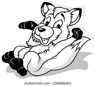 Drawing of a Cheerful Fox Rolling on its Back - Cartoon Illustration Isolated on White Background, Vector